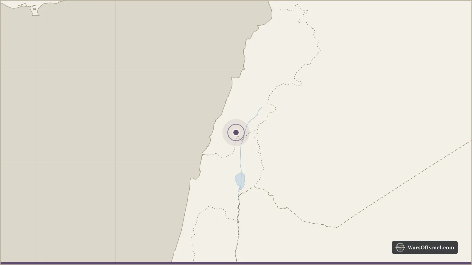 מפה של האזור שבה מסומן המיקום של מבצר הבופור