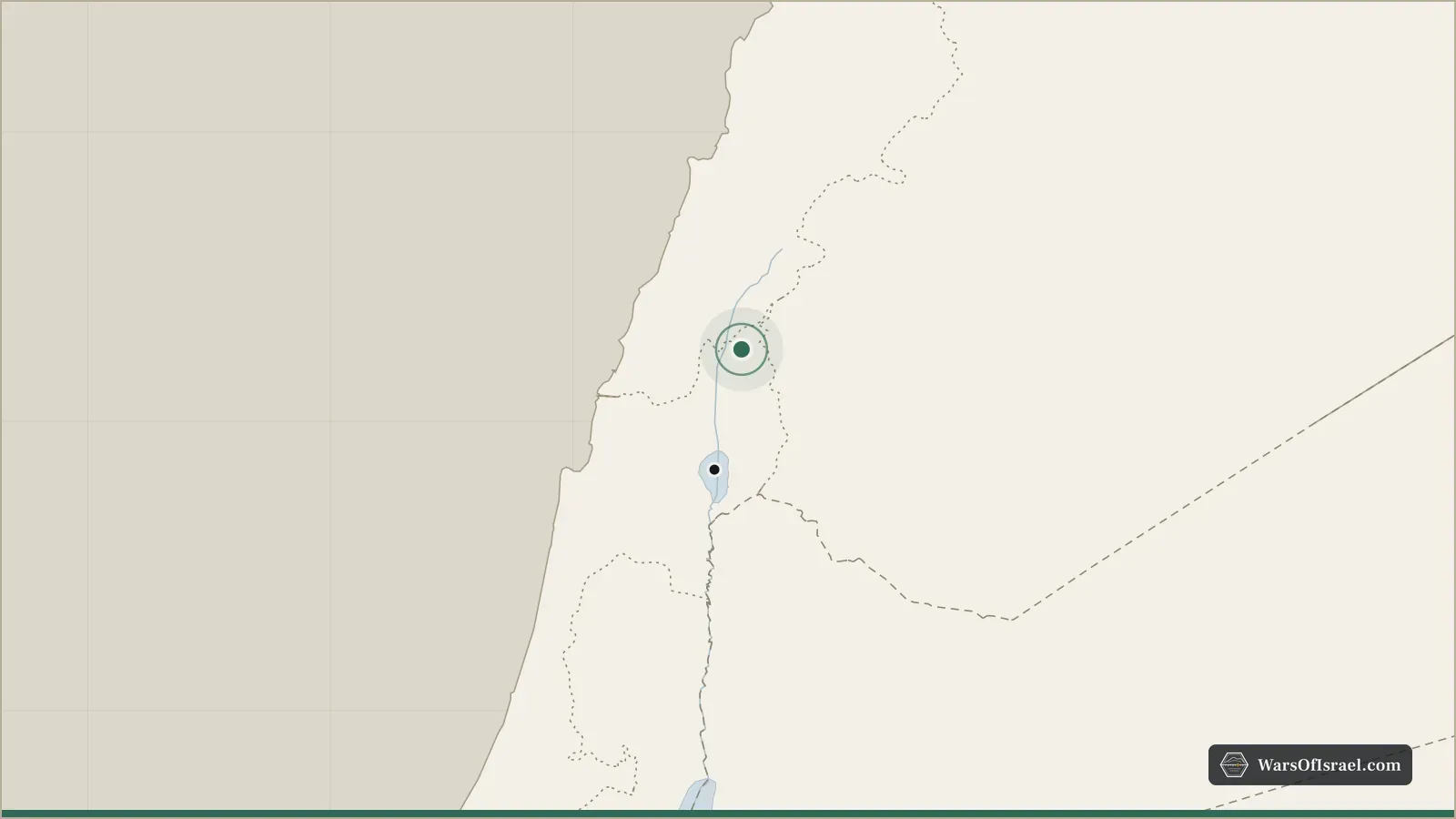 מפה של האזור שבה מסומן המיקום של בניאס, הכנרת